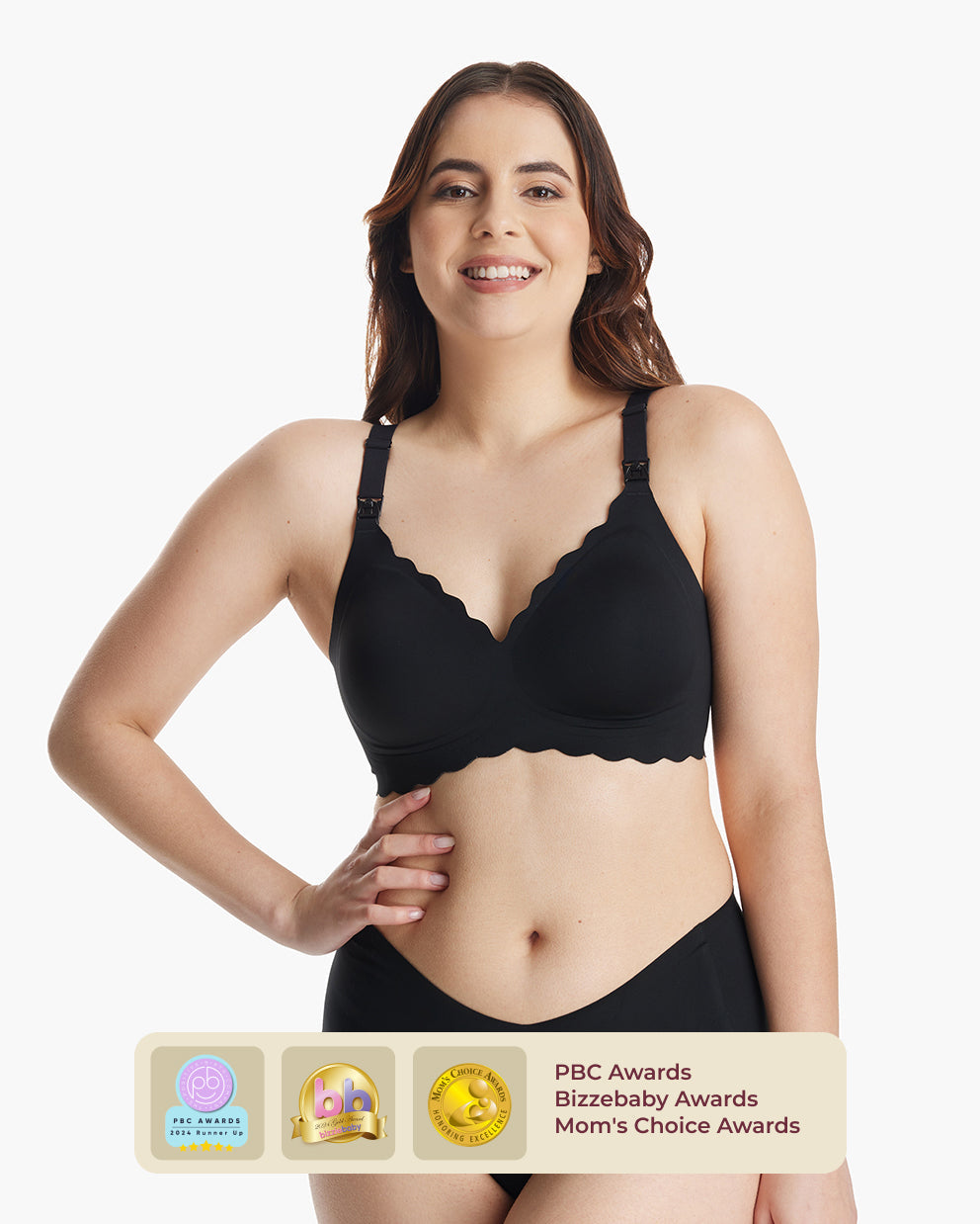 Jelly Strip Seamless Nursing Bra in Black